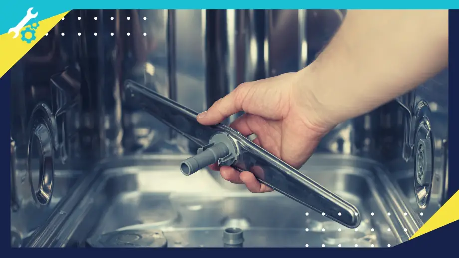 spray arms of a dishwasher being checked
